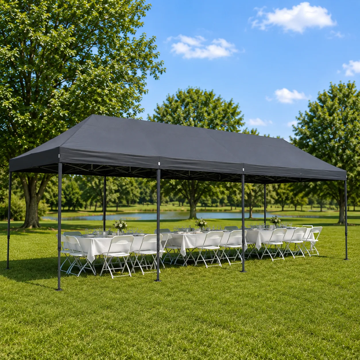 30' x 10' Gray Pop-Up Canopy