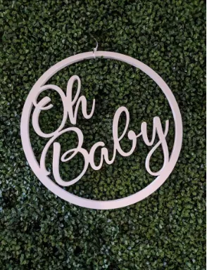 40cm White Acrylic Oh Baby Sign 