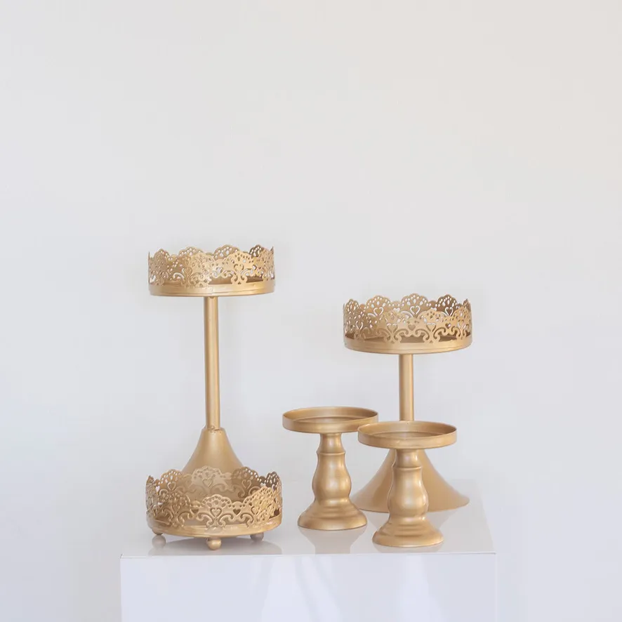 Set 5 cupcake stands metalicos