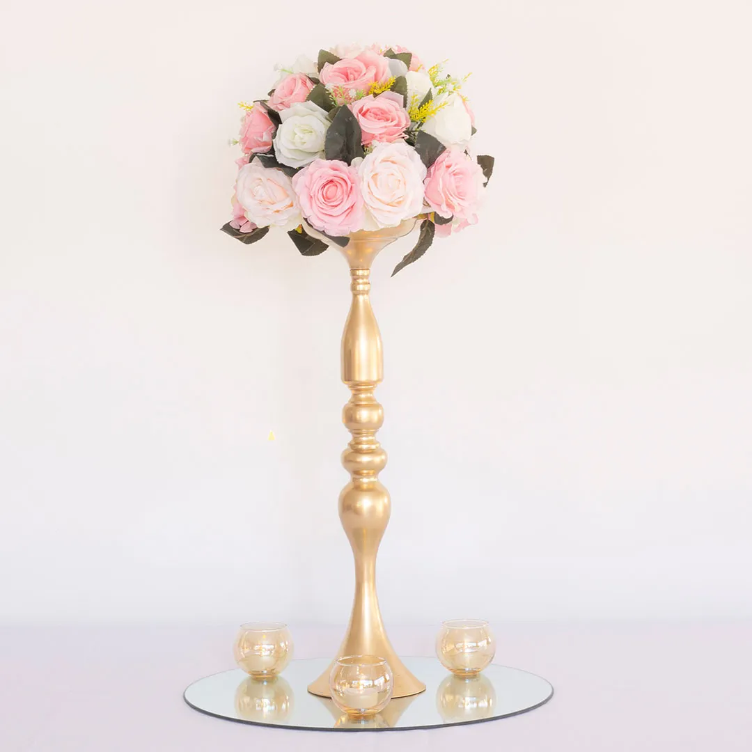 Centro de mesa arreglo floral rosa de seda alta