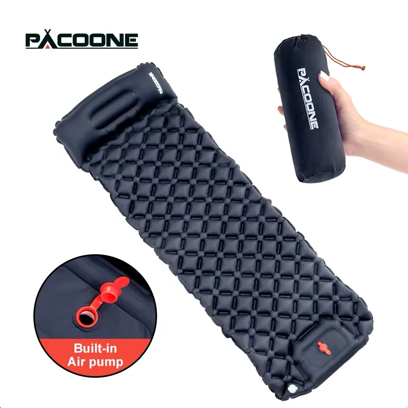 Matelas gonflable avec oreiller et gonfleur intégré 5cm d'epaisseur "Pacoone  - SD01"