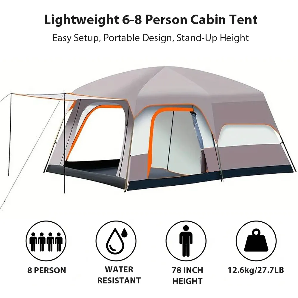 Tente familiale tunnel pour le camping de 6 à 8 personnes "YOUQI - KL-096"