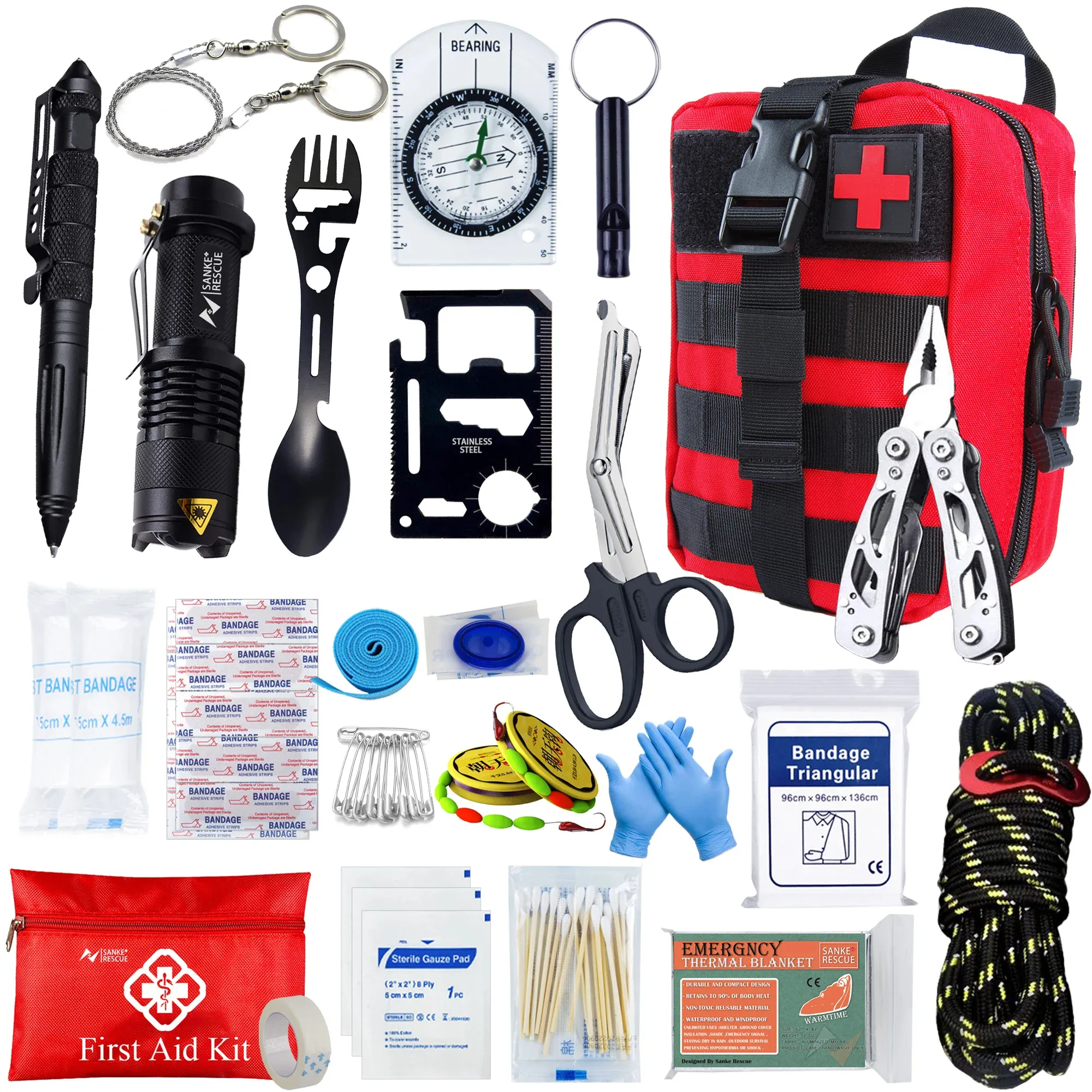 Kit de survie tactique EDC pour autodéfense et secours d'urgence "Sanke Rescue - EDC Emergency Kit"