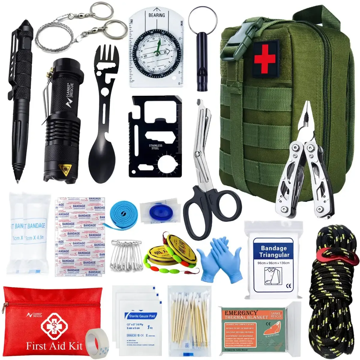 Kit de survie tactique EDC pour autodéfense et secours d'urgence "Sanke Rescue - EDC Emergency Kit"