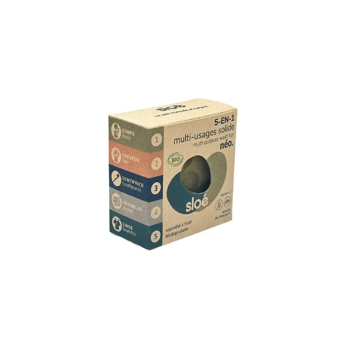 Savon, dentifrice, vaiselle solide 5 en 1 "Sloé - Néo multi-usages"