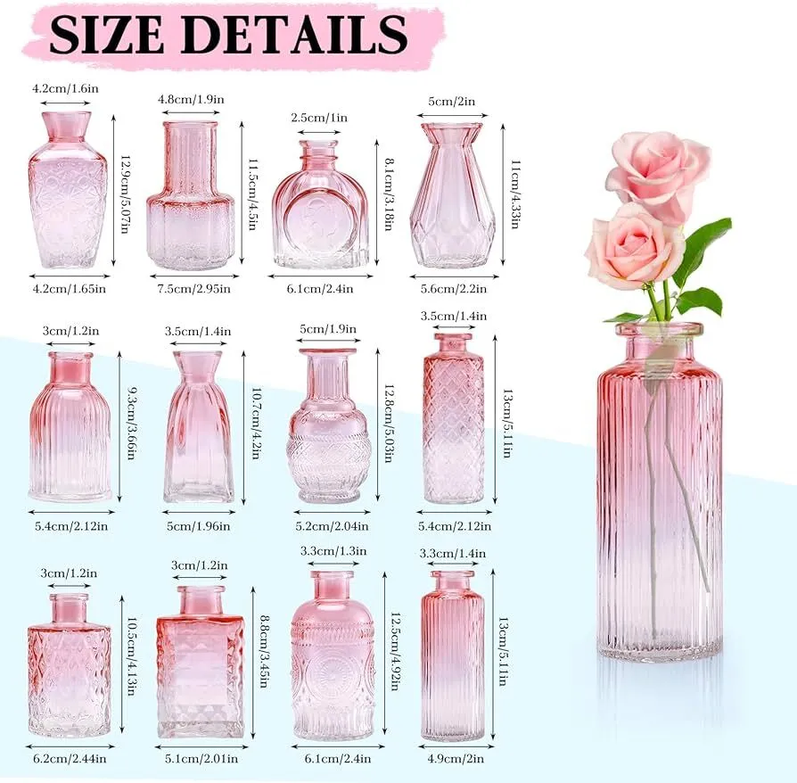 Pink Floral Vase Multipal Small Sizes