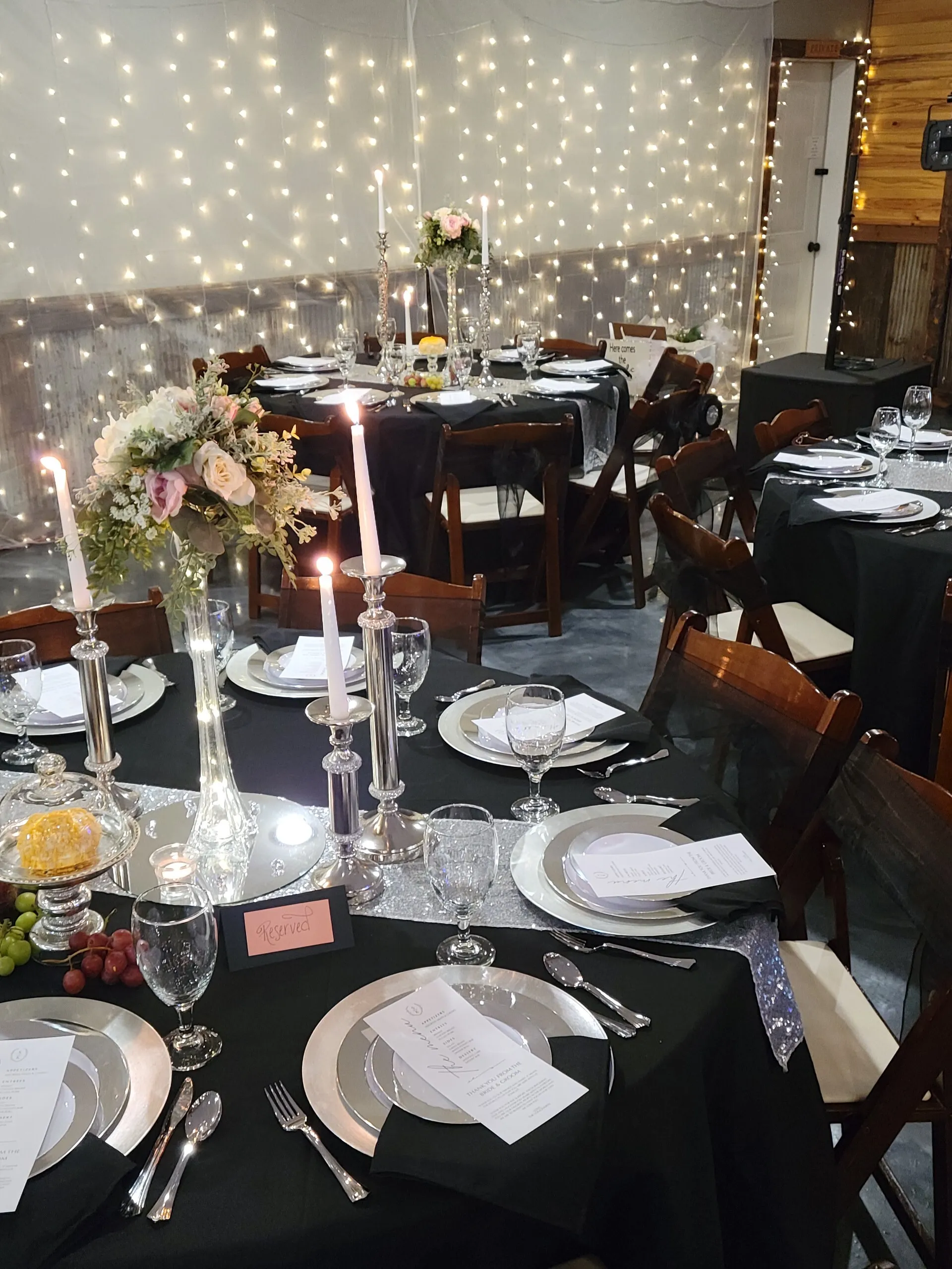 Silver candle sticks.  Various sizes and styles.  Sets of three