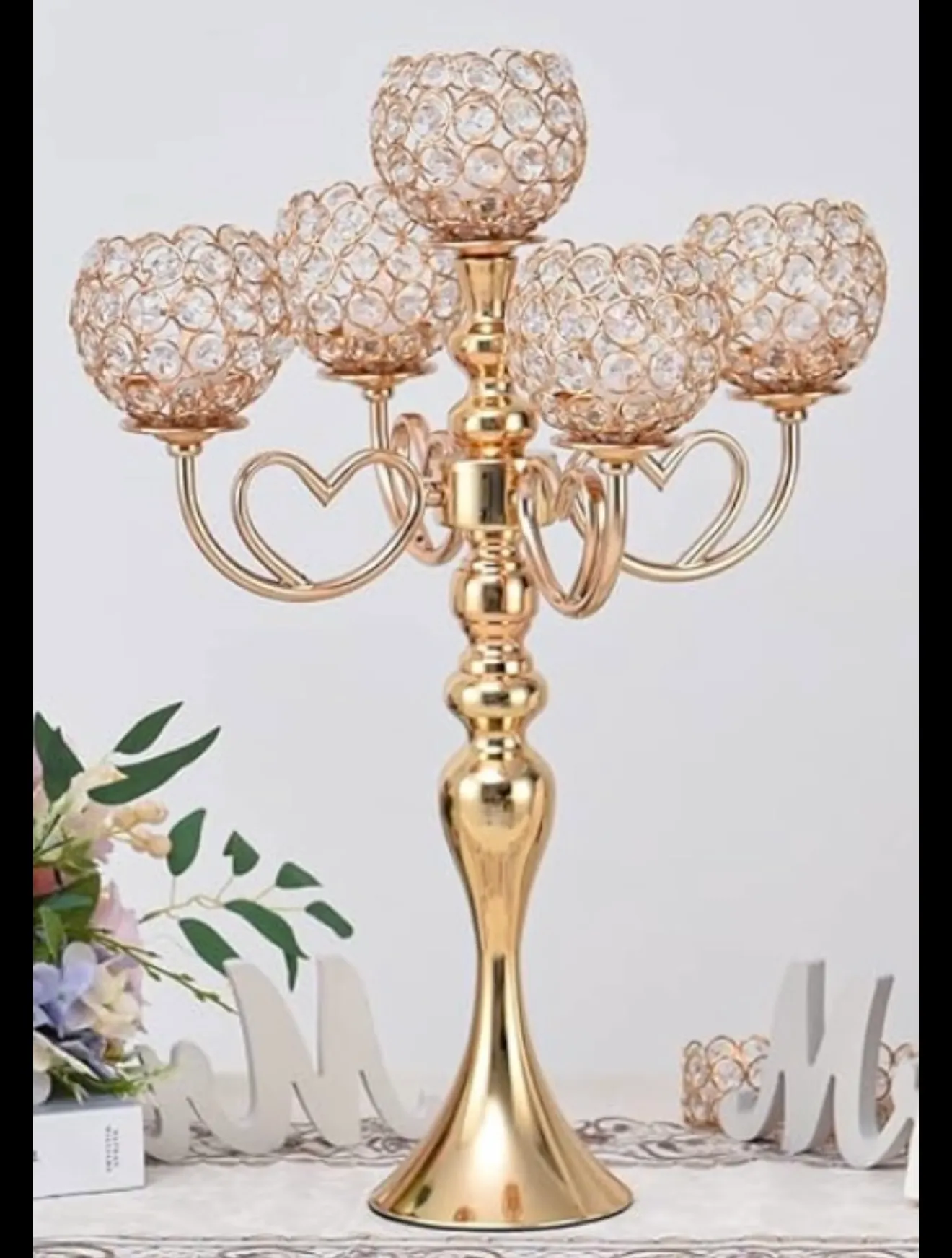 5 Arm Gold Candlelabras 