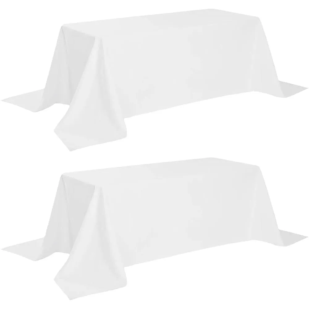 White Rectangular Tablecloth 90x132.  Fits 6’ Table