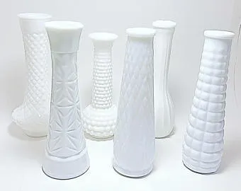 Vintage Milk Glass Bud Vases