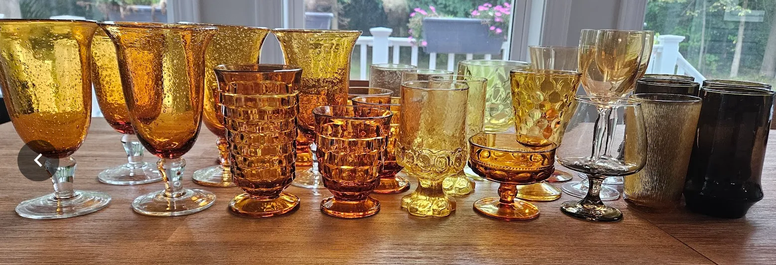 Shades of Amber Glassware Collection