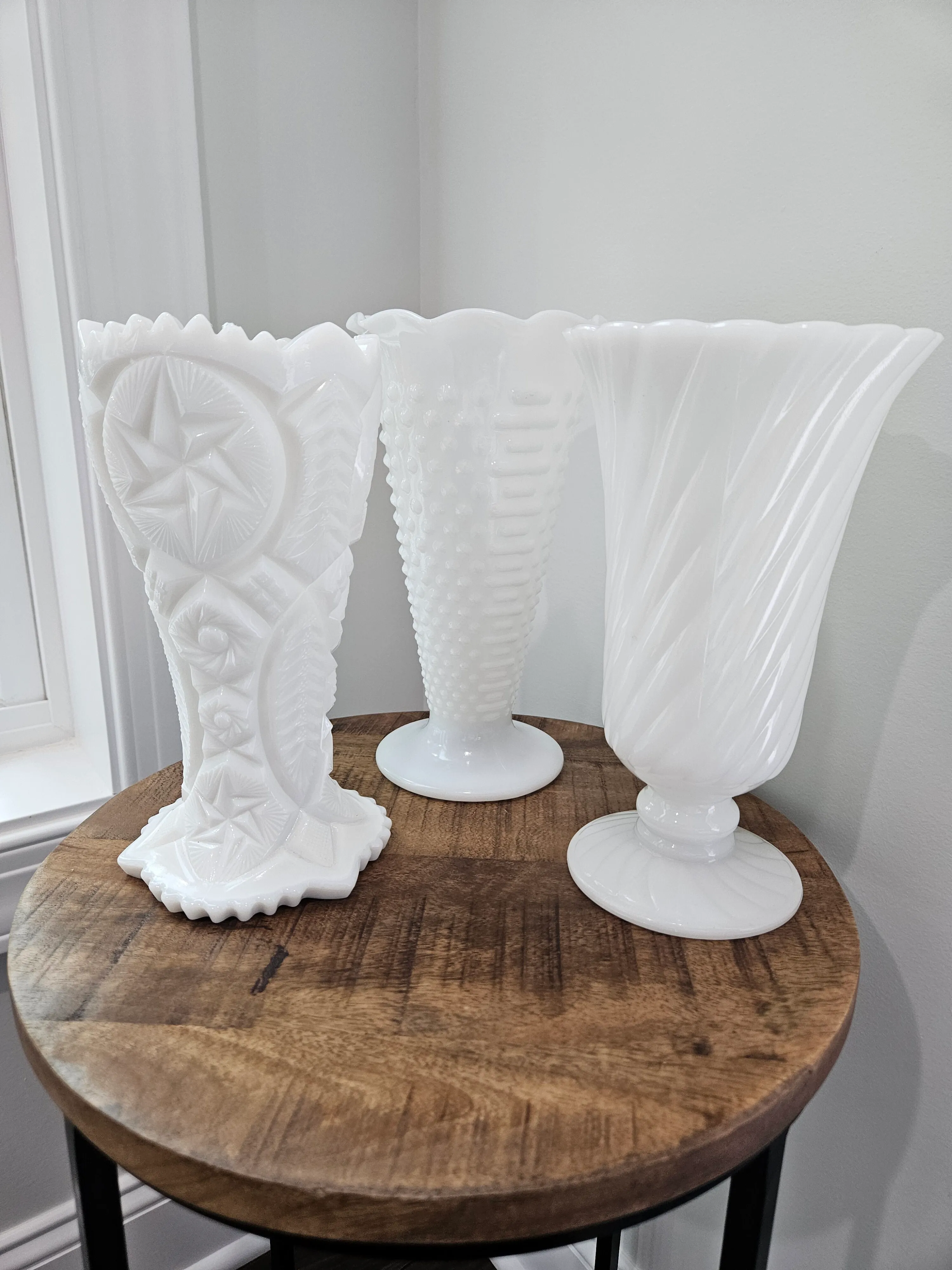 Milk Glass Bud Bouquet Vases (Large)