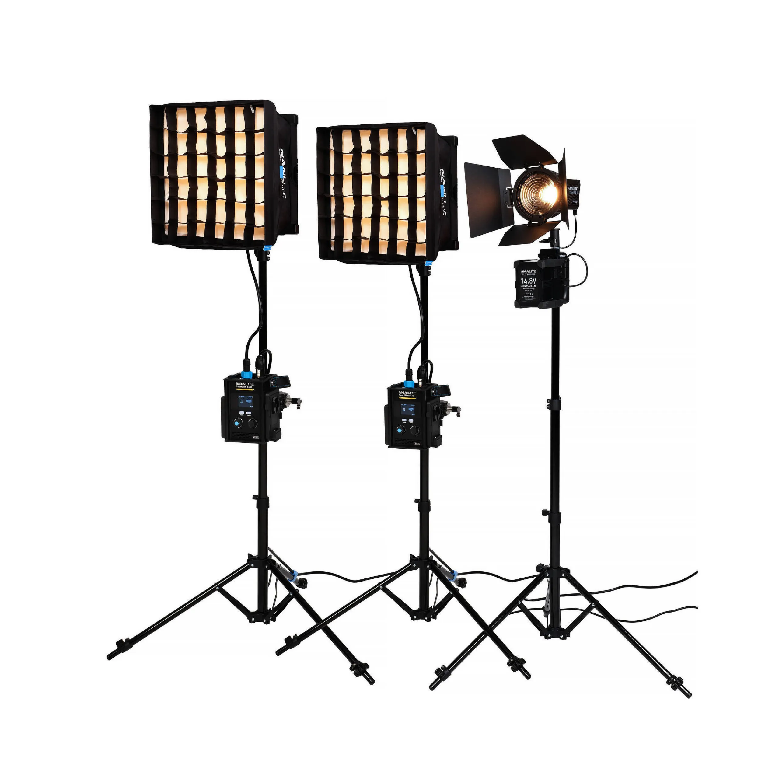 Kit Nanlite 2x PavoSlim 60B / Forza 60B II cu Fresnel, Stands si Case