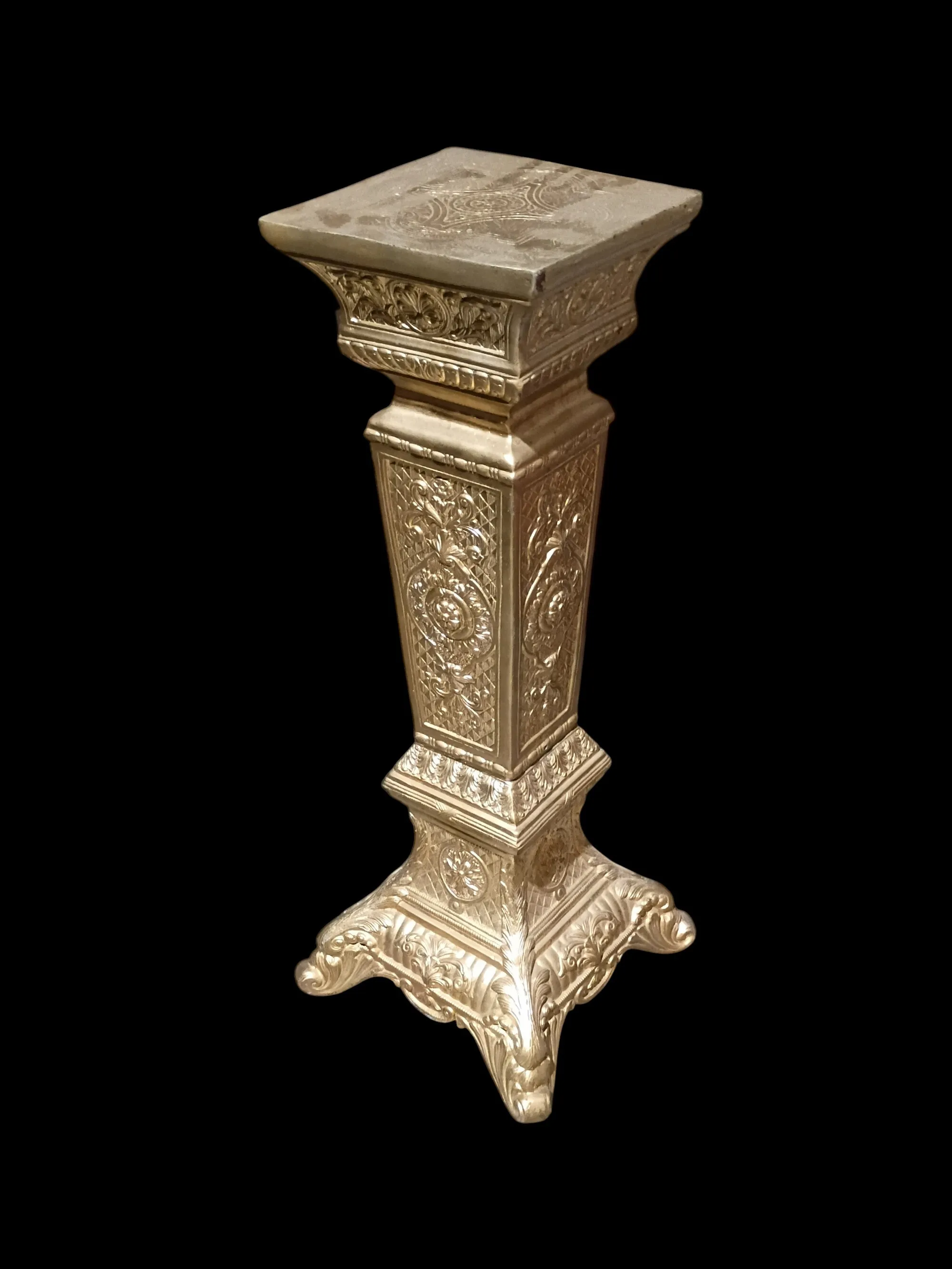 Bronze Pedestal with Ornate Carvings