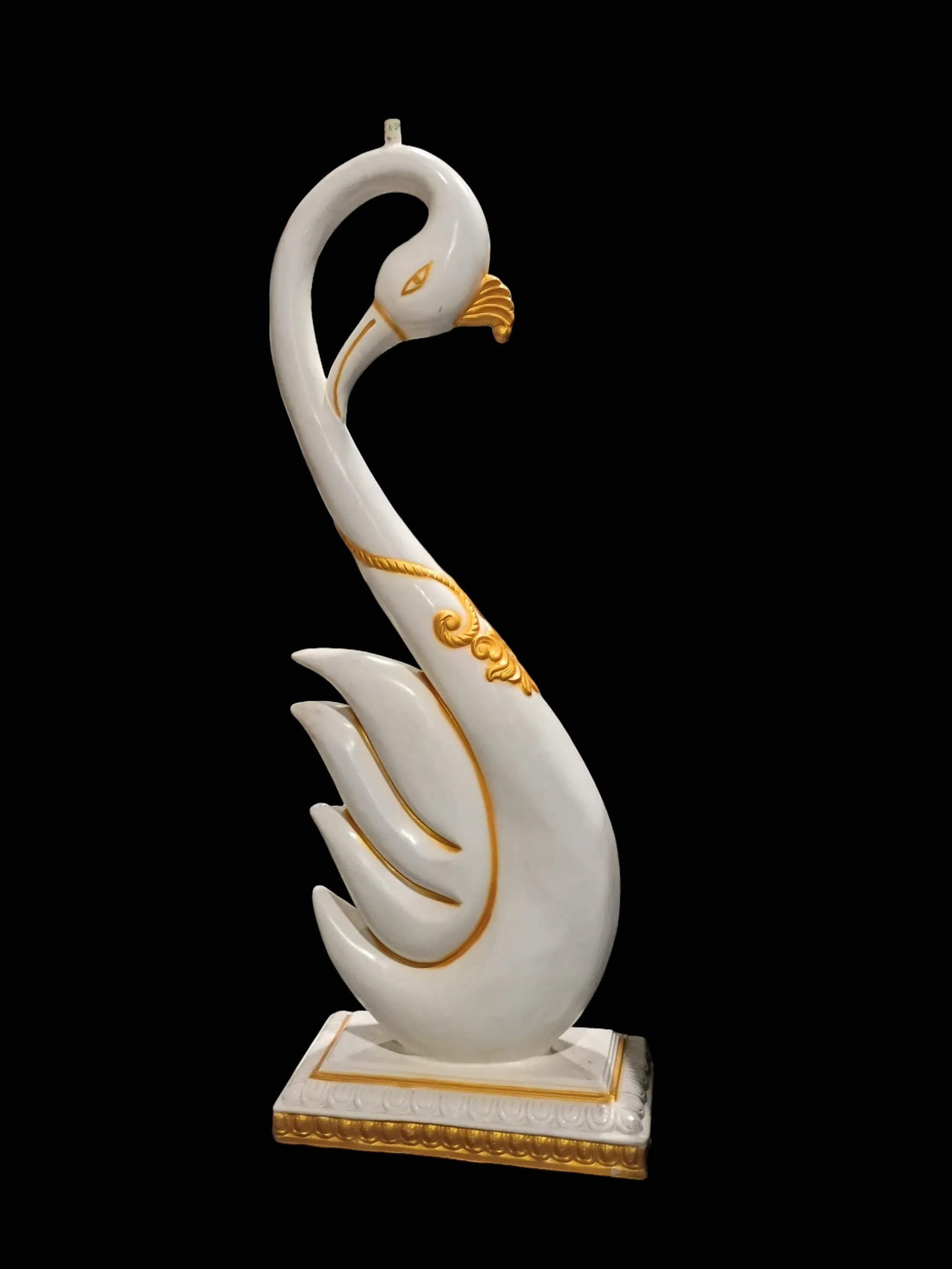 8 Foot Tall White and Gold Swan