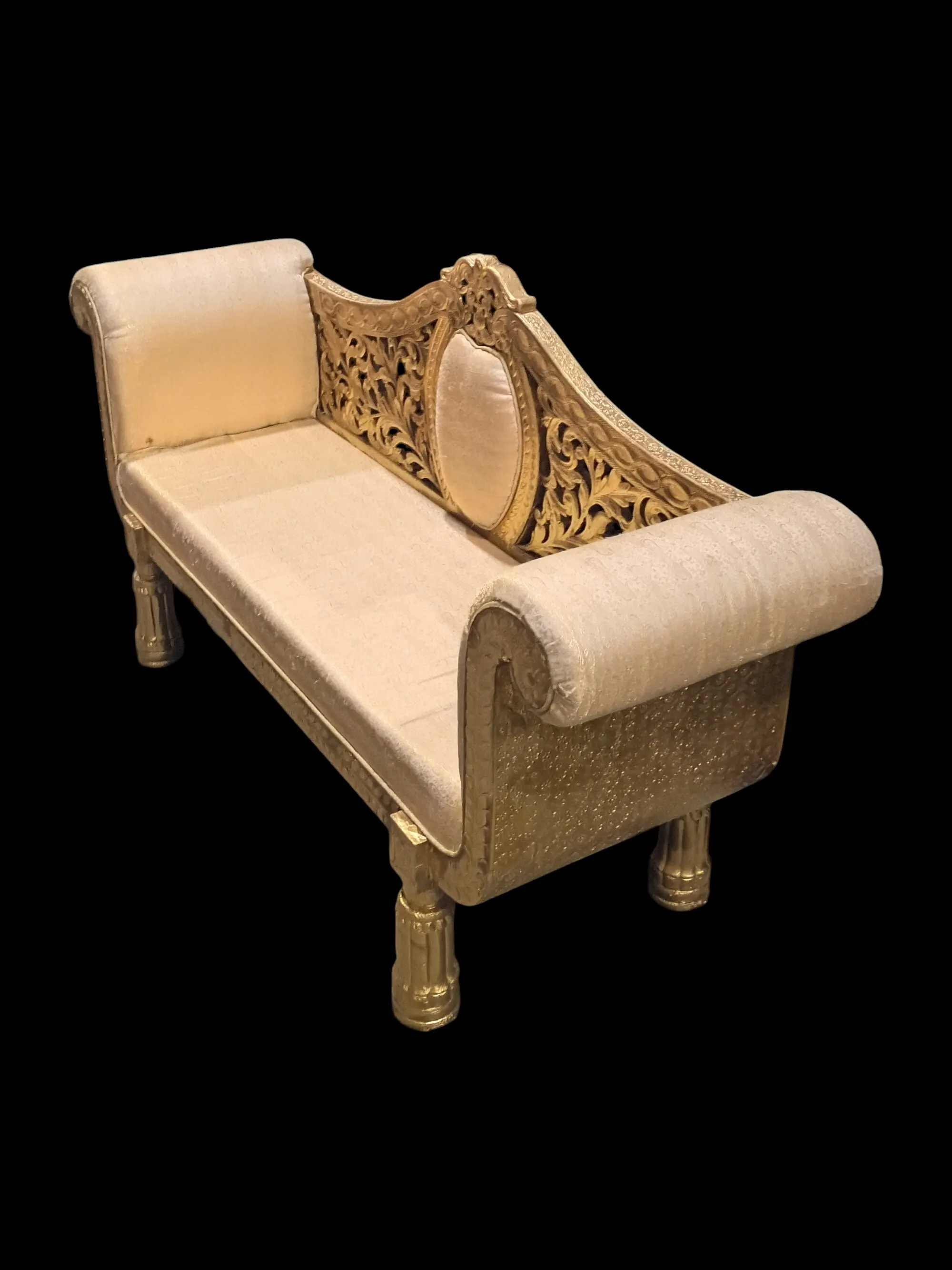 Settee #3 Gold and White With Back