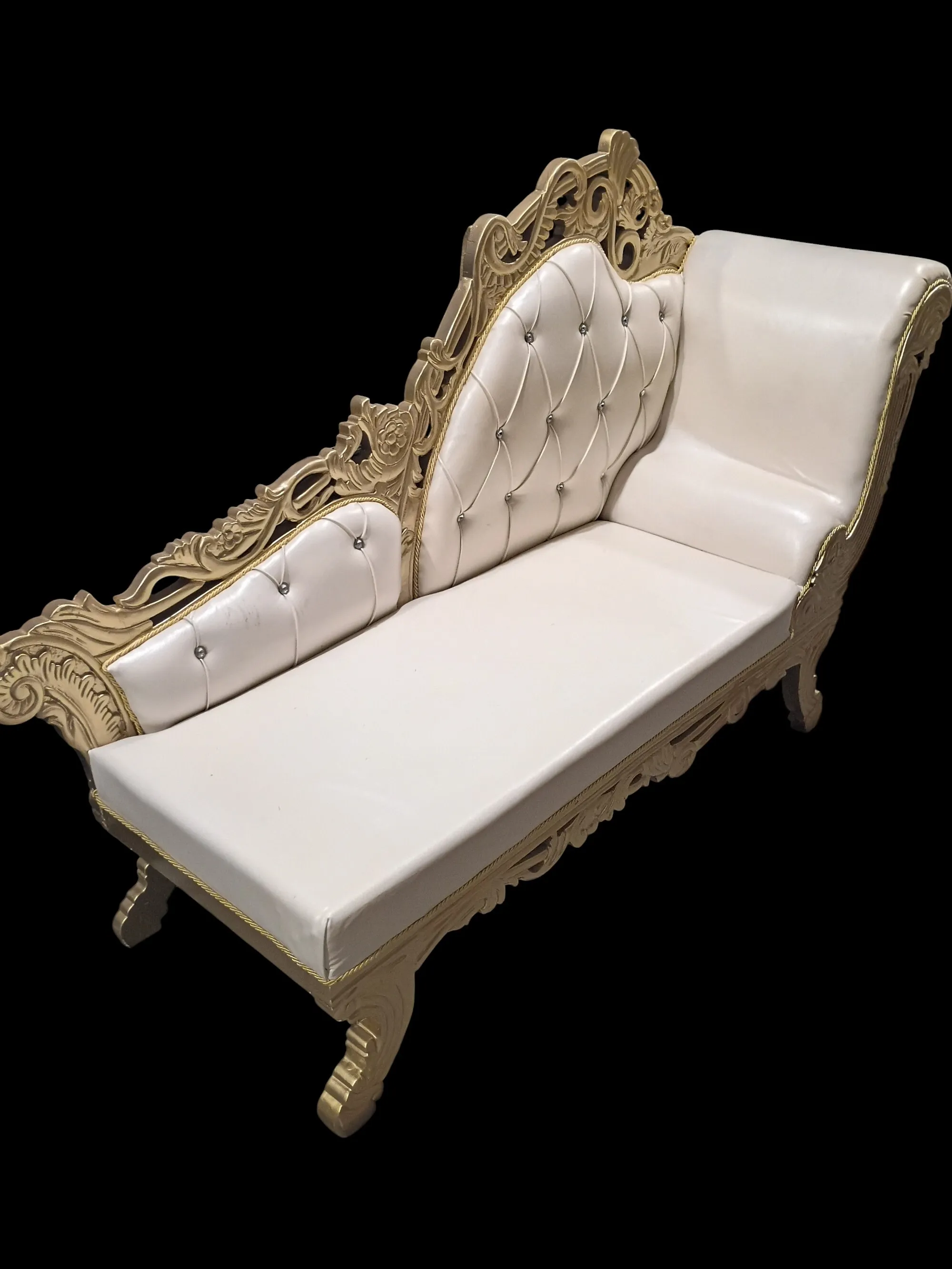 Settee #1 Gold and White with ornamental top