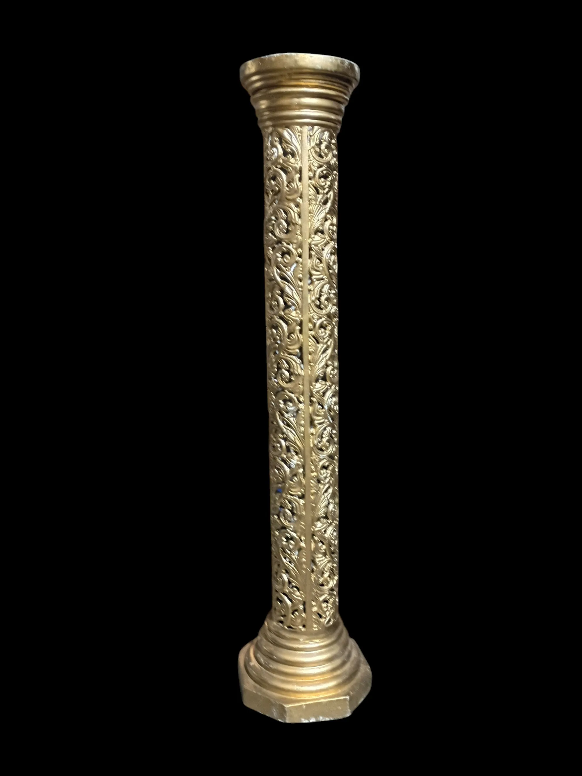 Carved Golden Pillar With Ornate Design