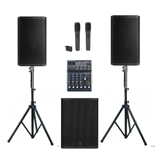 Standard RCF Beschallungsanlage inkl. 2x RCF ART 912-A + 1x RCF 8003-AS Subwoofer und Mischpult + drahtloses Mikrofonset