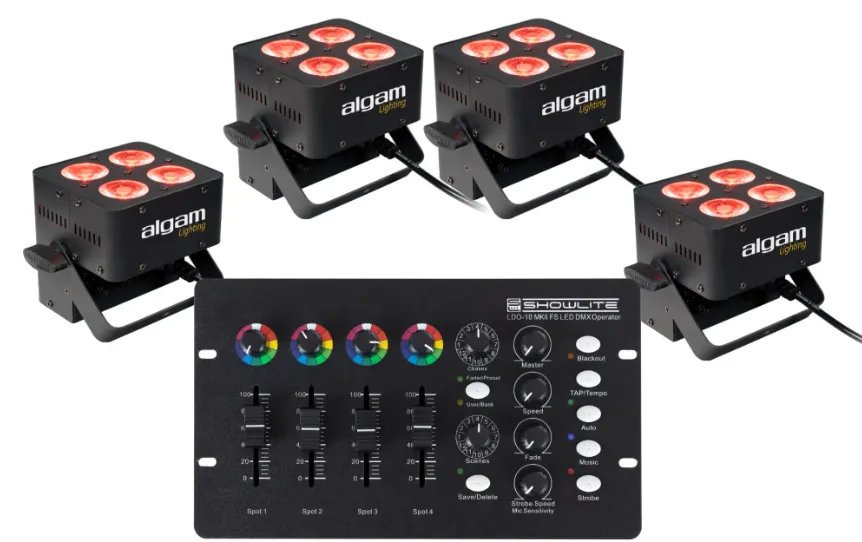 Algam Lighting LAL PAR-410-QUAD 4X Set mit DMX Controller