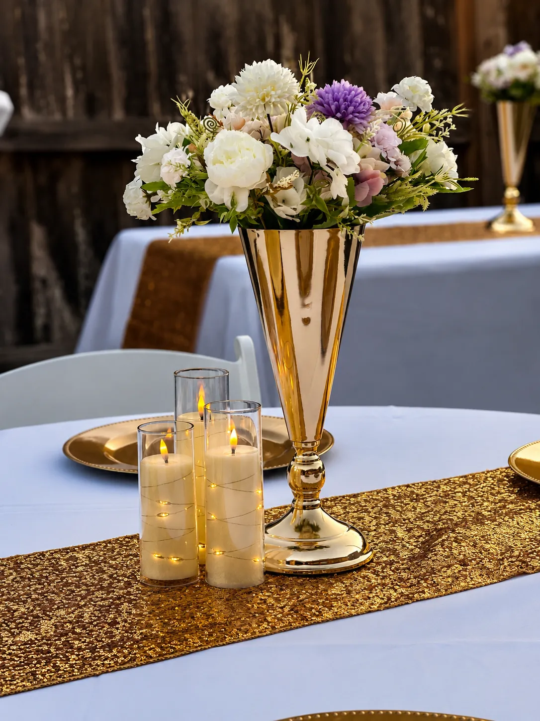 Floral Centerpiece with LED Candle Set