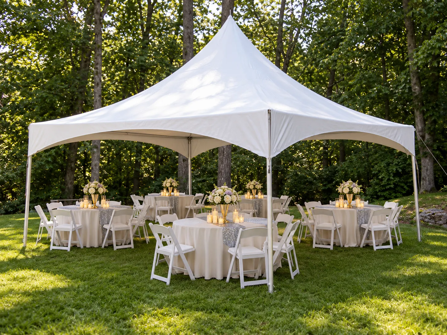 20' x 20' White High-Peak Frame Tent