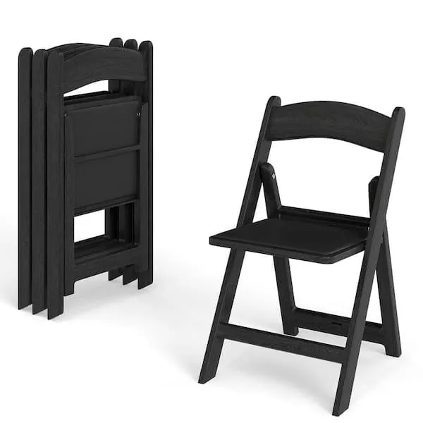 Black Resin Padded Folding Chair
