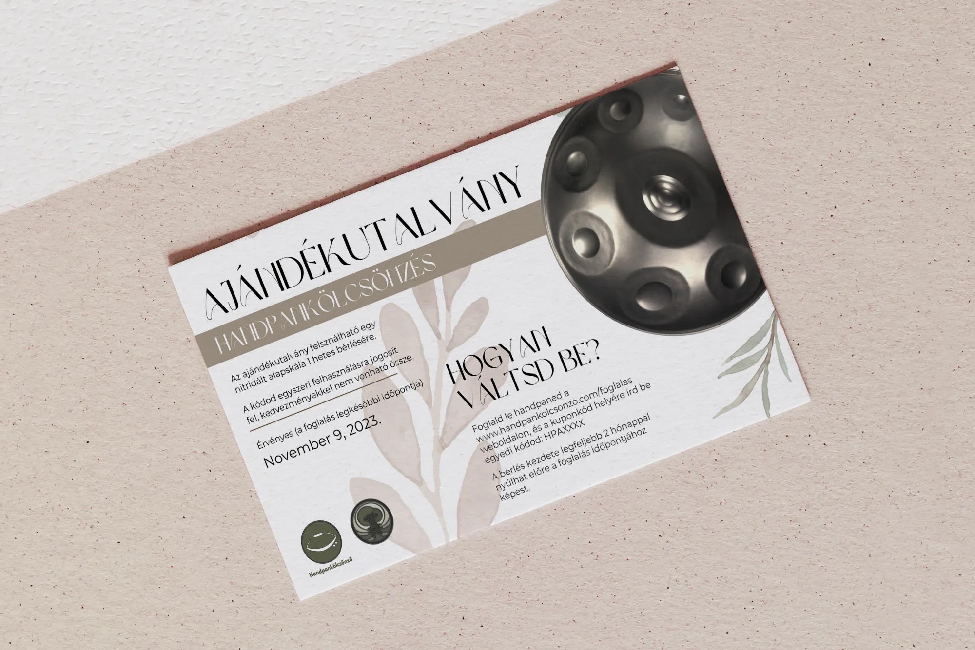 Ajándékutalvány - Handpanbérlés