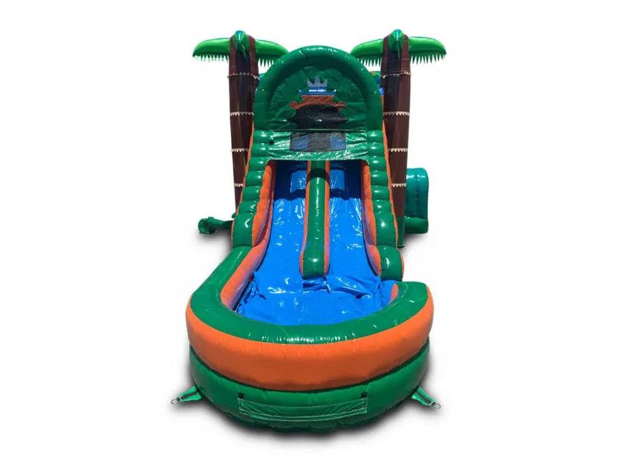 Super Large 5in1 Tropical Dual Lane Slide Combo Inflated Pool