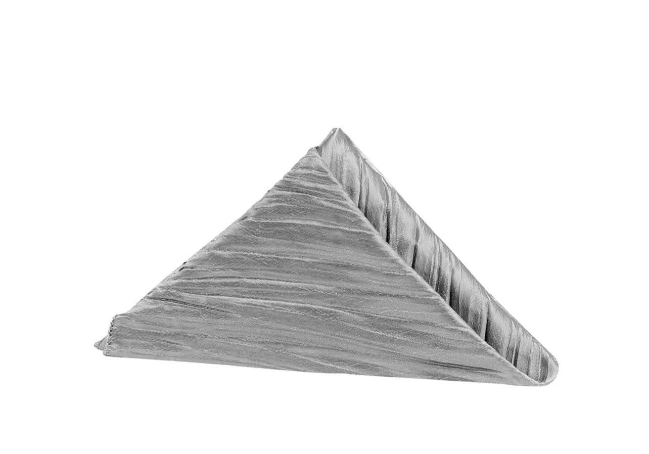 Accordion Crinkle Taffeta Napkin 20"x20" - Silver