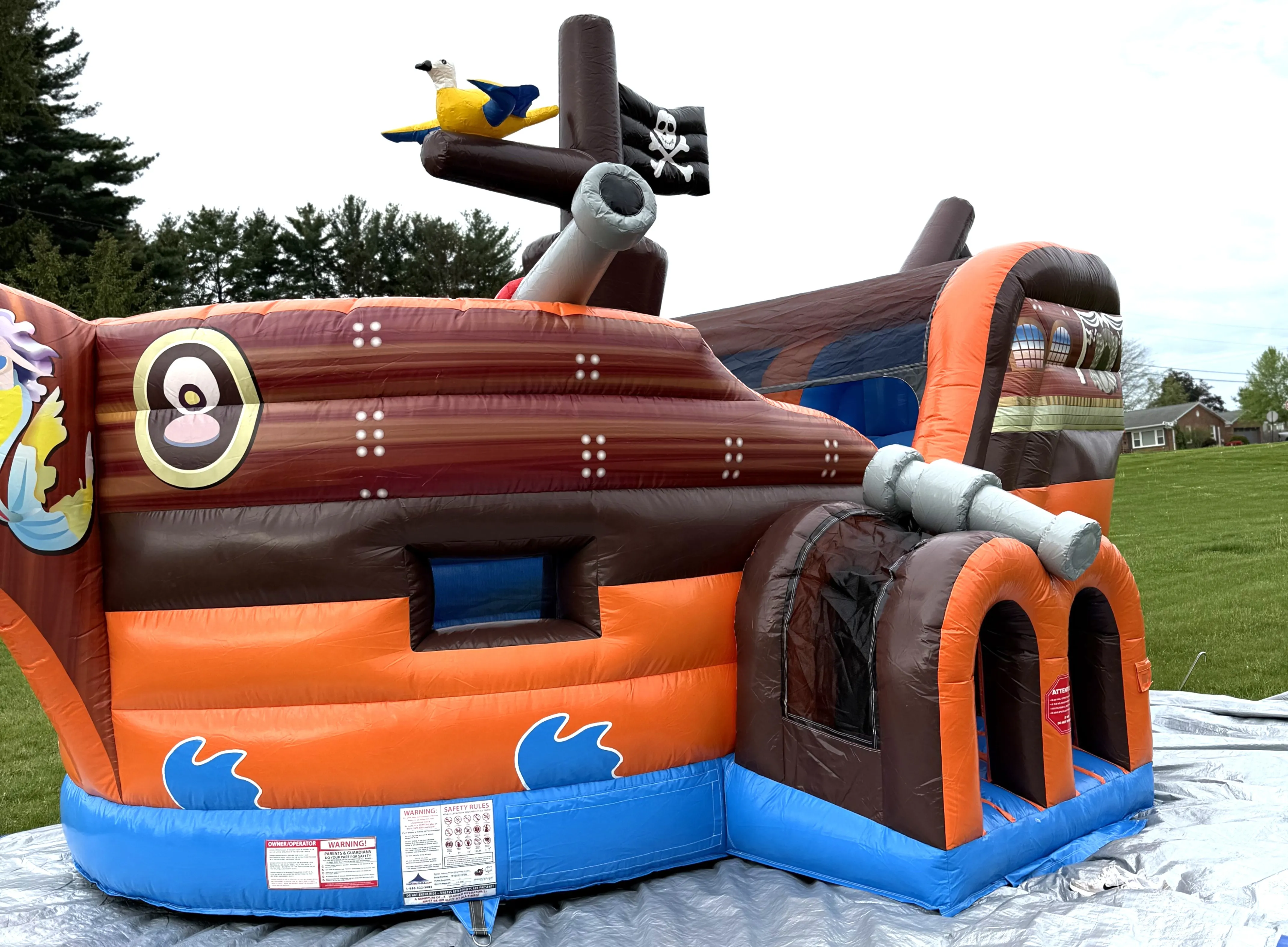 Inflatable- Deluxe Pirate Ship BounceHouse/Slide Combo