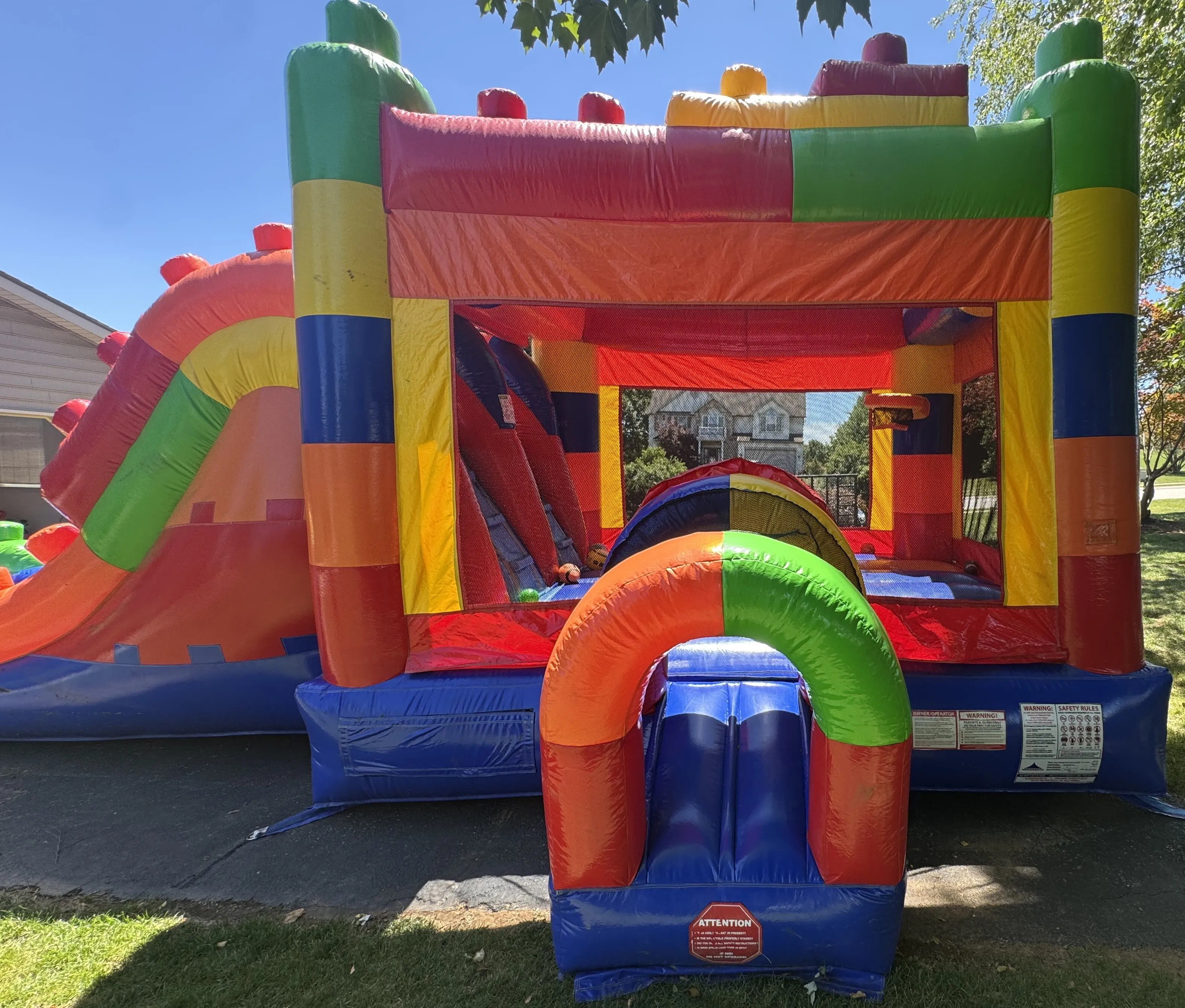 Inflatable- MEGA Building Block Bounce House & Dual Slide