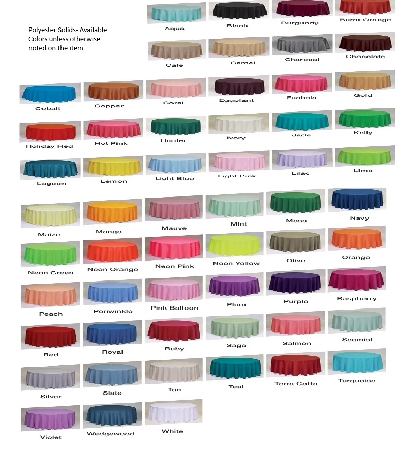 Linens- Polyester Solid- 108" Round Table Cloths