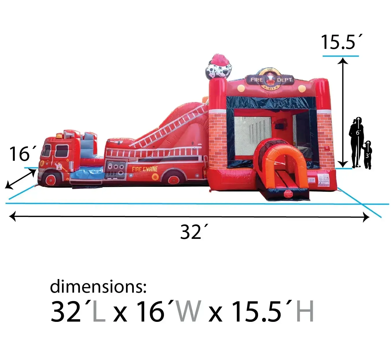 Inflatable- MEGA Fire Truck- Bounce House  & Slide