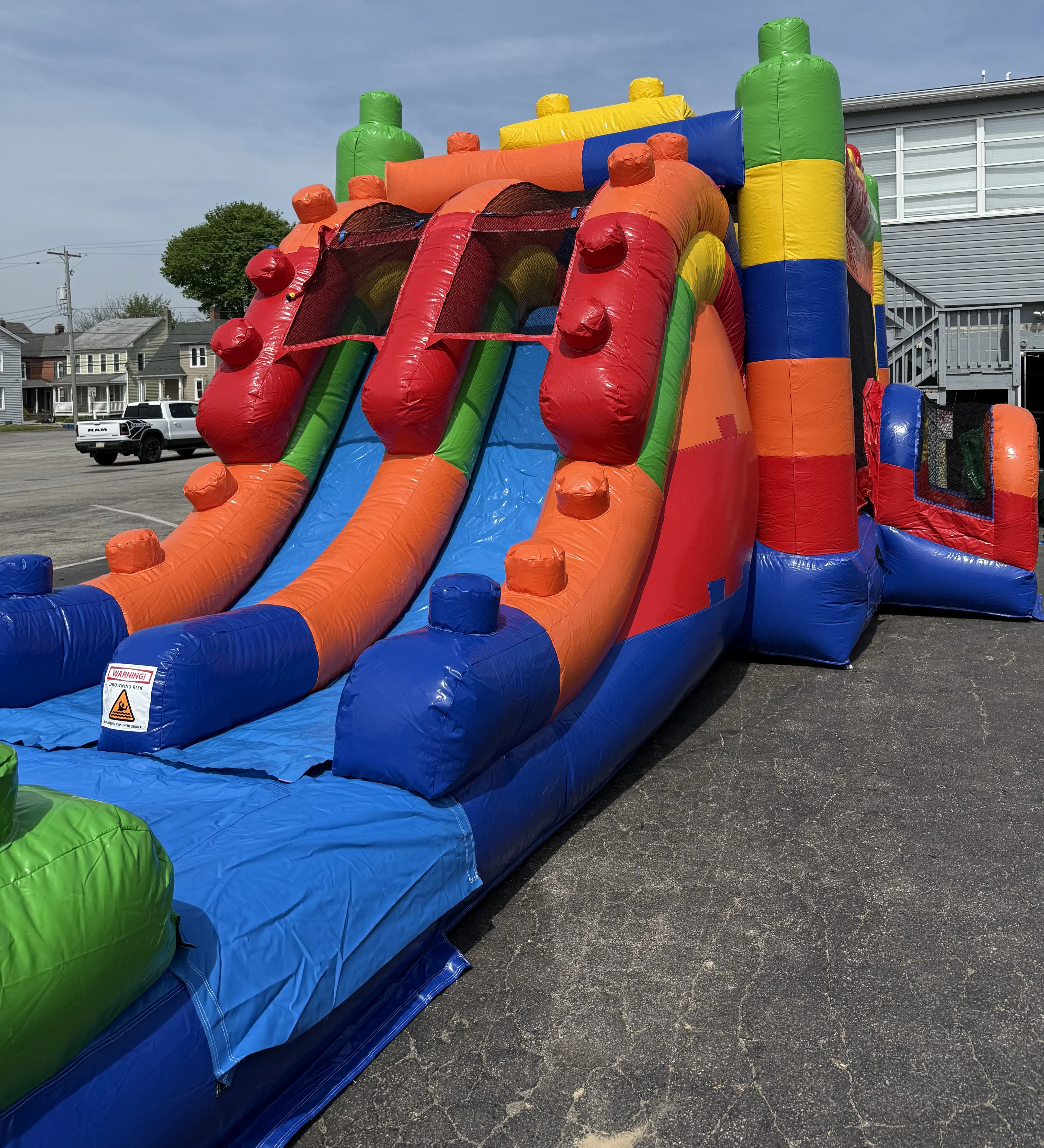 Inflatable- MEGA Building Block Bounce House & Dual Slide