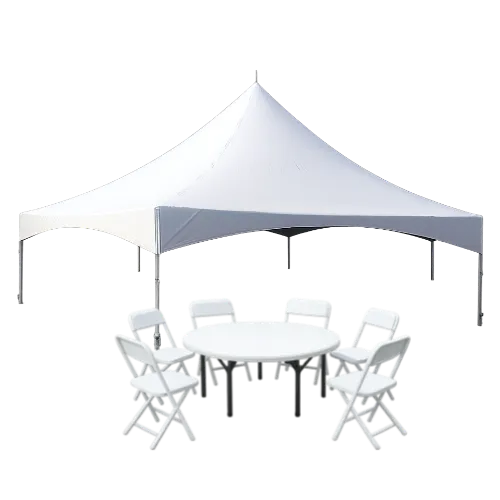 72 Guest High Peak Frame Tent (Plastic Chair) Bundle