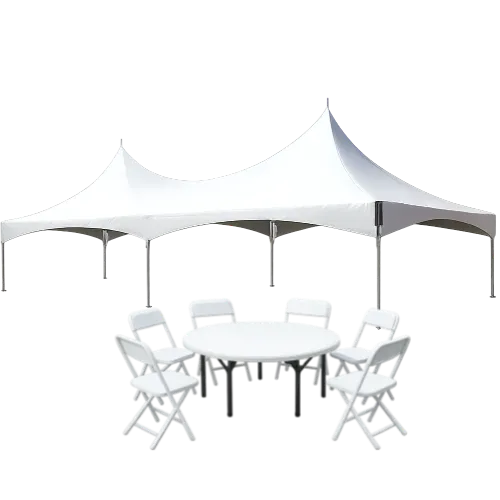 64 Guest High Peak Frame Tent (Plastic Chair) Bundle