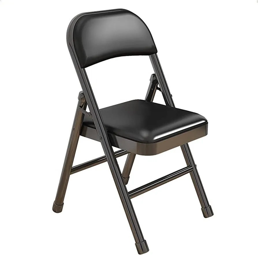 Metal folding chairs with padded seats and back rest Black
