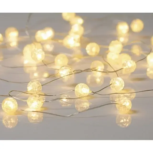 Cracked Orbs Silver Wire LED String Lights