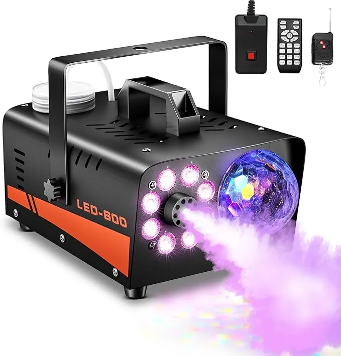 Fog Machine with Disco Ball and LED Light Effects and One Quart of Fog Juice