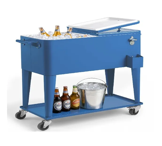 Blue Rolling Cooler: 80 Quart Capacity