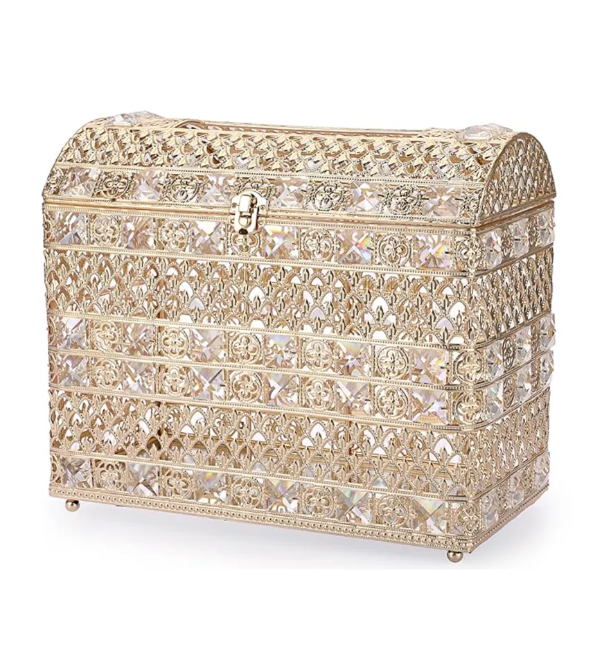 Vintage Gold & Crystal Card Box