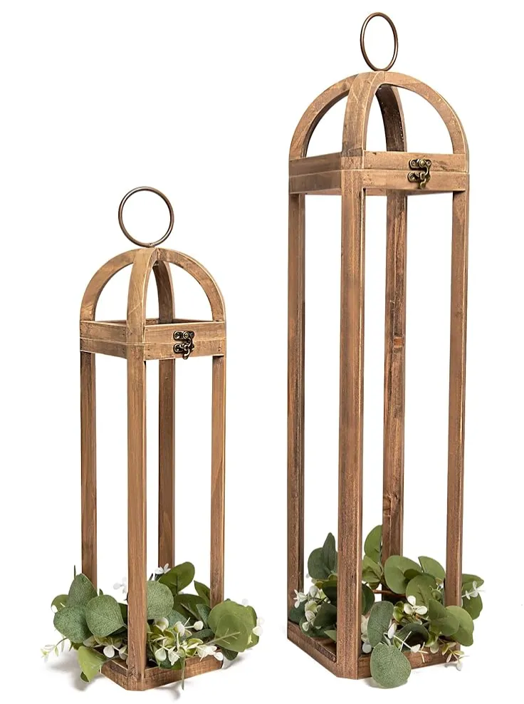 Rustic Wooden Lantern (Set of 2)