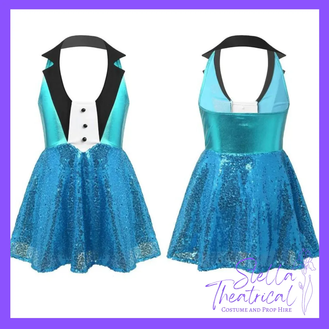 Halterneck Sequin Tuxedo Dress with Shorts