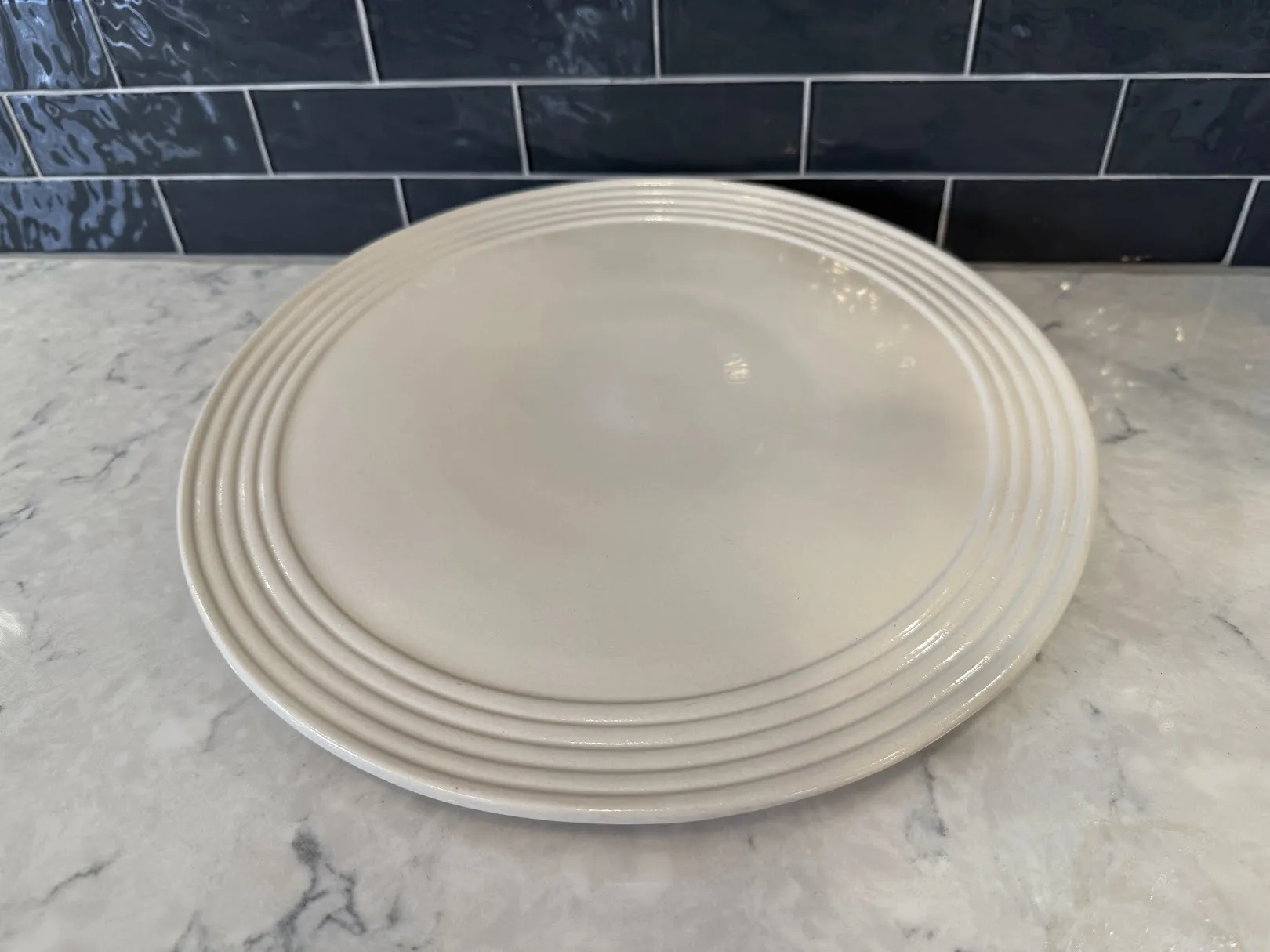 14" Bone Serving Tray Ceramic