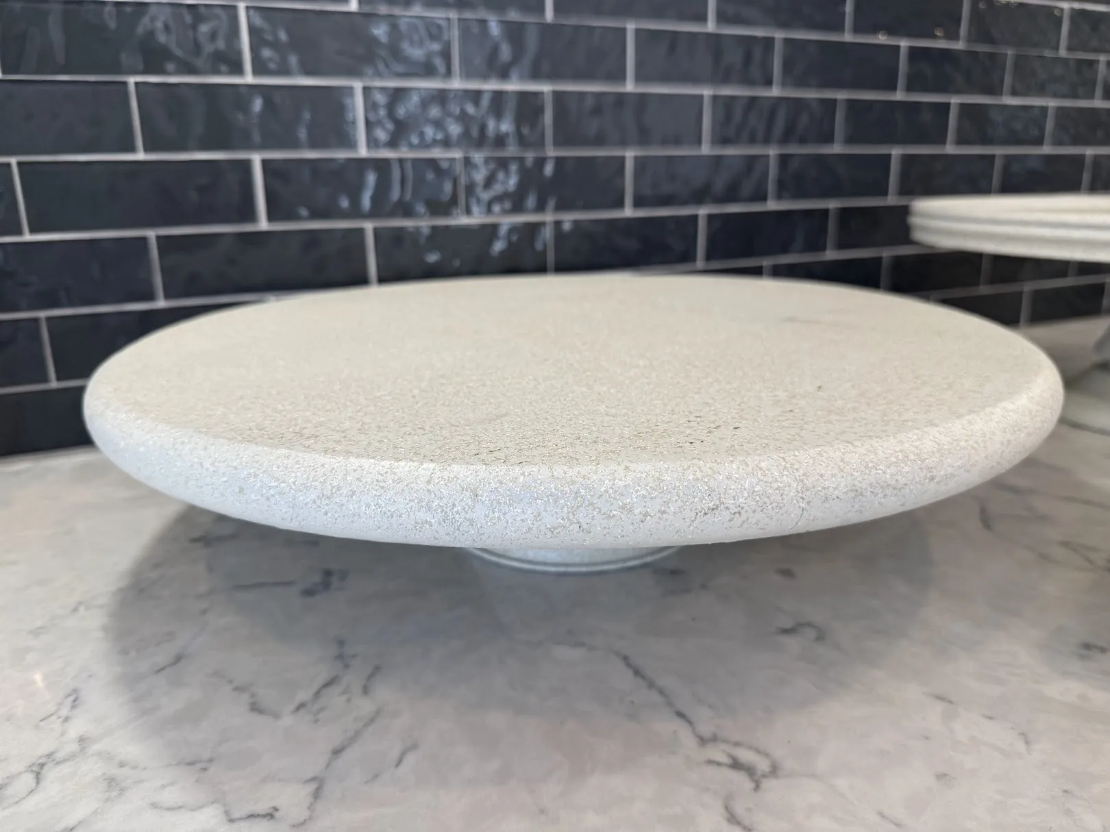 18" Round Stone Look Wood Tray