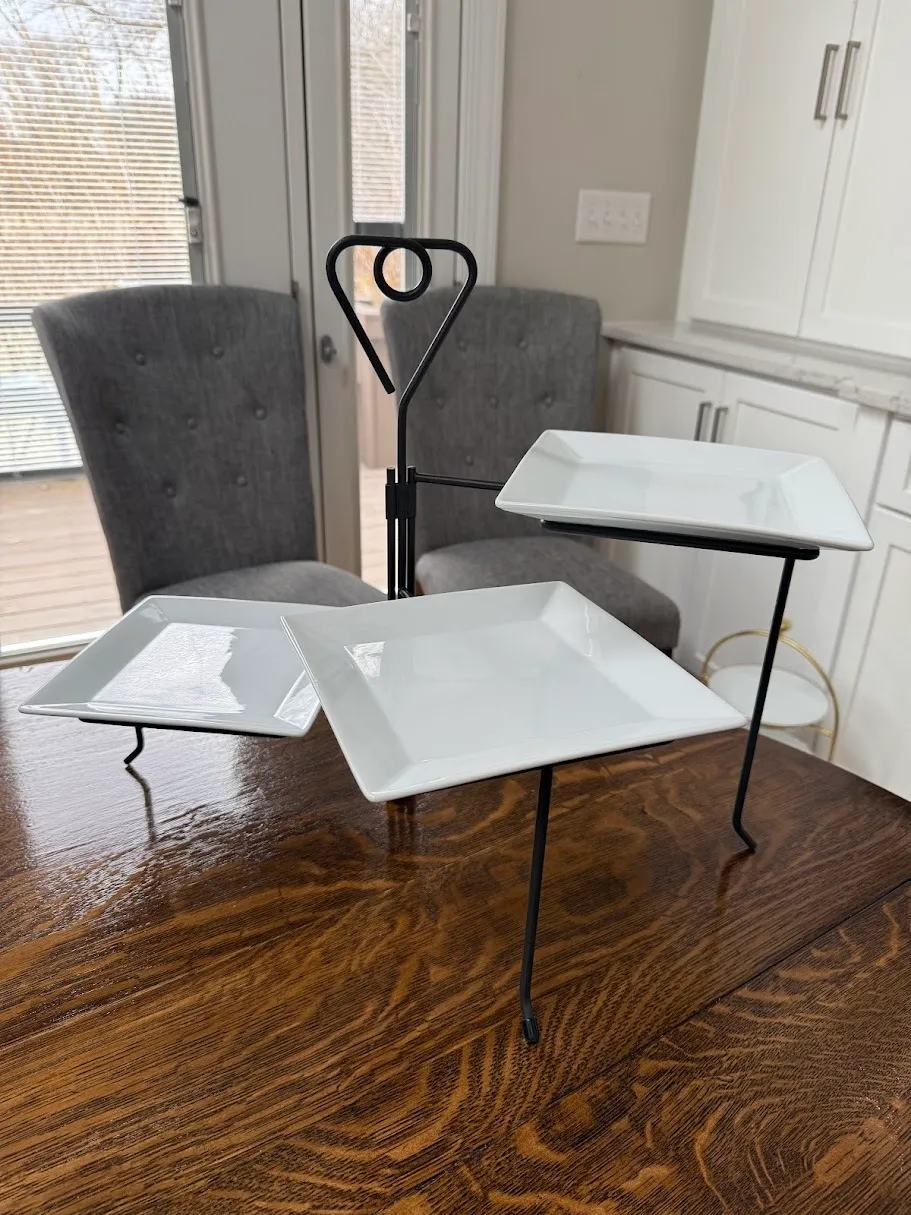 White ceramic, Three tier, pivots from center stand.