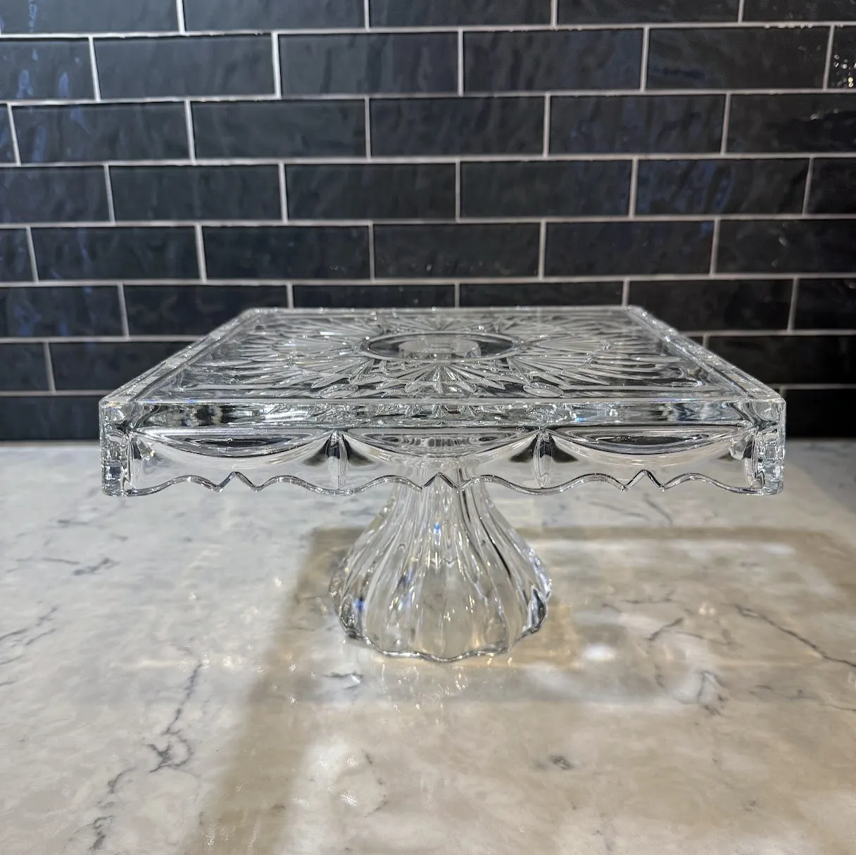Shannon Crystal 10" Square Cake Stand - Vintage Crystal Cake Stand Shannon Ireland