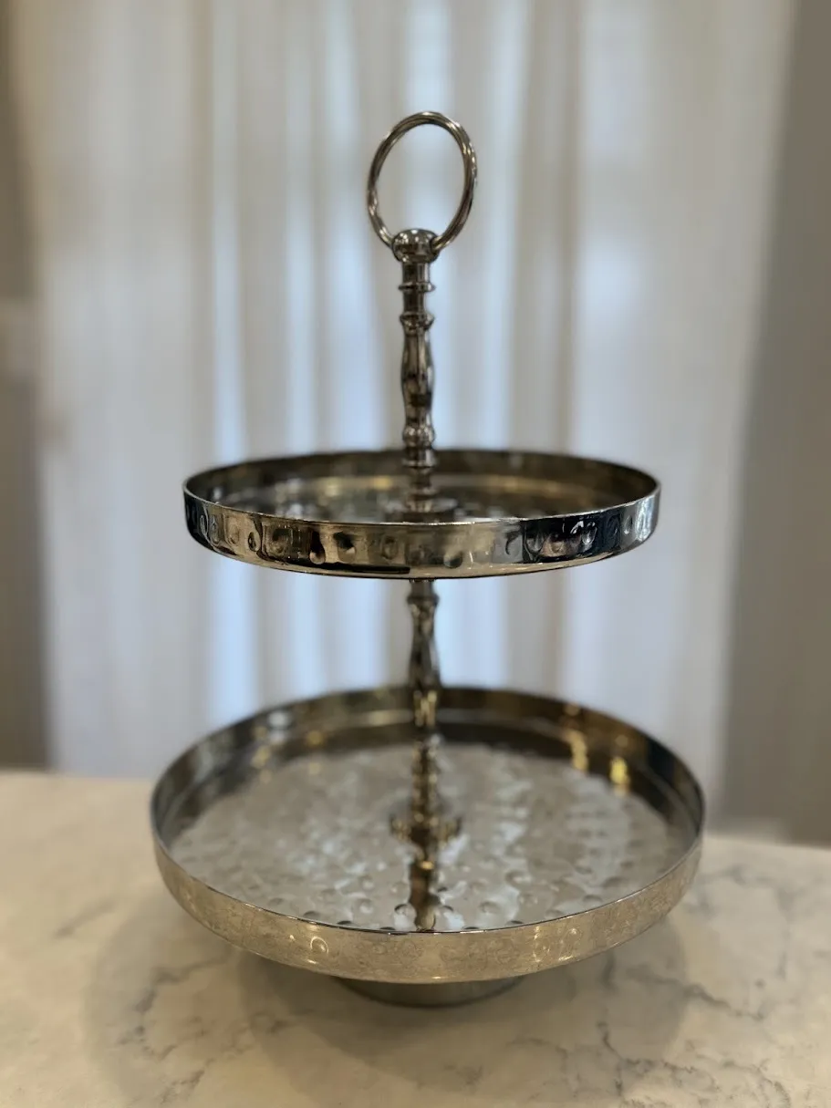 Hammered Silver Two Tier Stand 