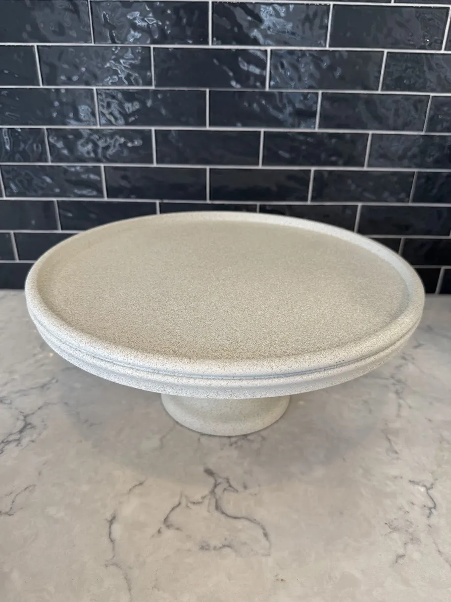 14" Round Stone Look Wood Stand